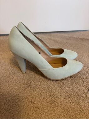 Mint faux-suede pumps